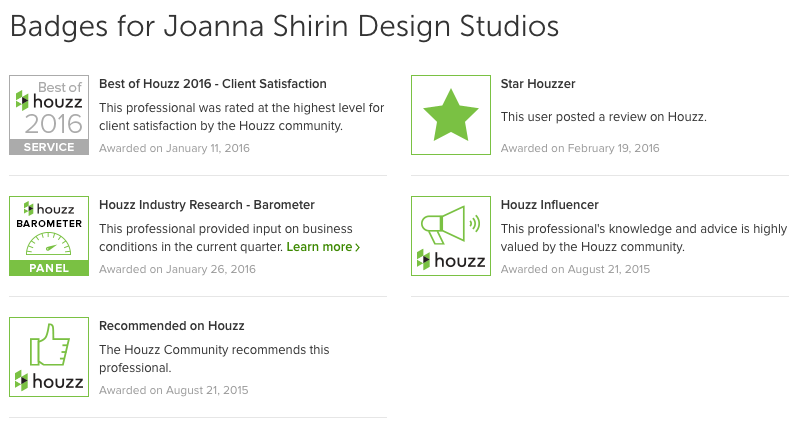 Awarded Best Of Houzz - Joanna Shirin